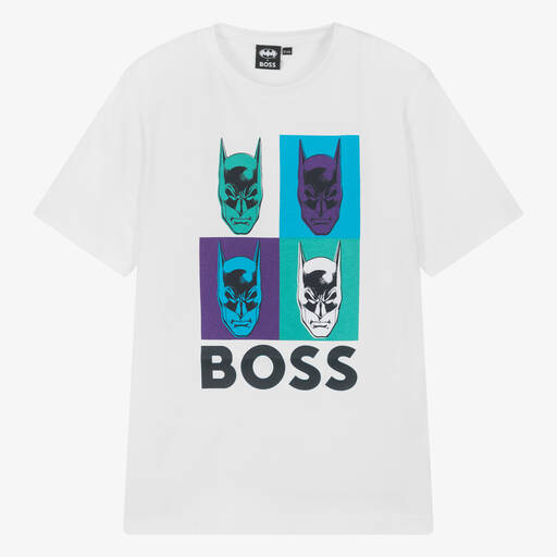 BOSS-Teen Boys White Cotton Batman T-Shirt | Childrensalon