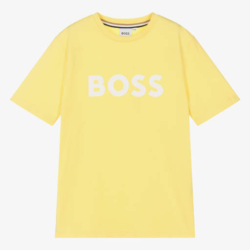 BOSS-Желтая хлопковая футболка для мальчиков-подростков | Childrensalon