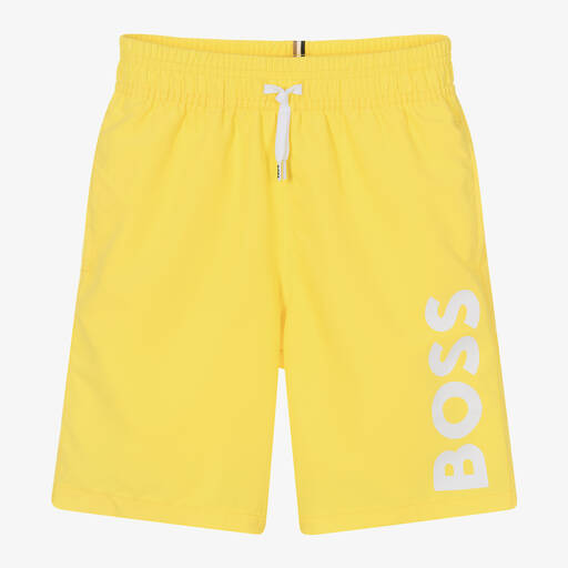 BOSS-Teen Boys Yellow Swim Shorts | Childrensalon