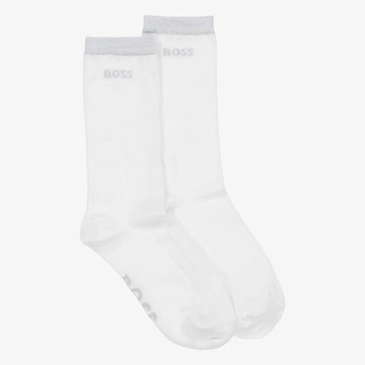 BOSS-Teen Girls White Logo Socks | Childrensalon