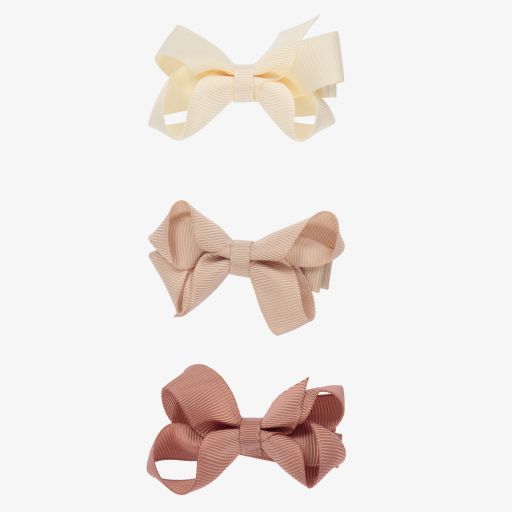 Bowtique London-Beige 3 Pack Hair Clips (6cm) | Childrensalon