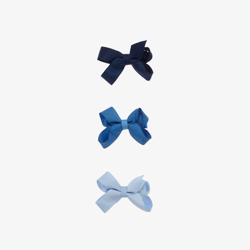 Bowtique London-Girls Blue Bow Hair Clips (3 Pack) | Childrensalon