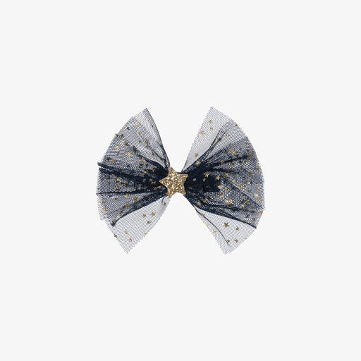 Bowtique London-Girls Blue & Gold Hair Clip (10cm) | Childrensalon
