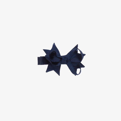 Bowtique London-Barrette à nœud bleu marine fille 4 cm | Childrensalon