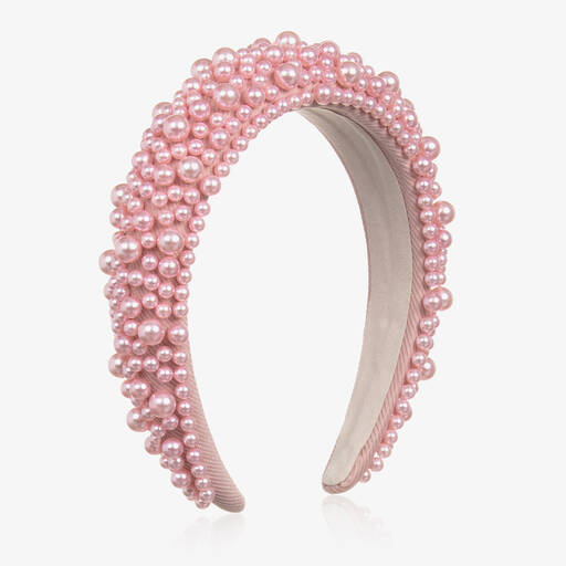Bowtique London-Girls Pink Beaded Hairband | Childrensalon