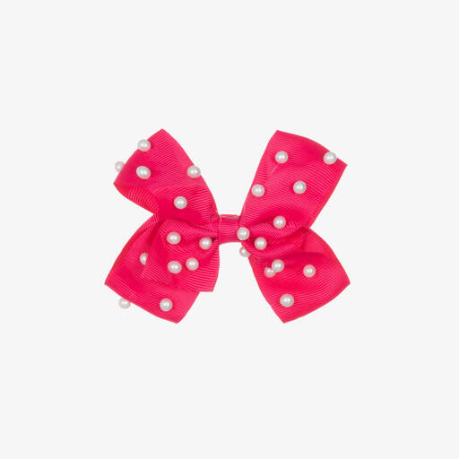 Bowtique London-Girls Pink Bow Hair Clip (11cm) | Childrensalon