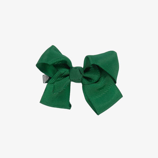 Bowtique London-Green Bow Hair Clip (7cm) | Childrensalon