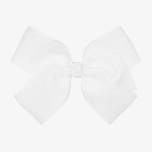 Bowtique London-White Bow Hair Clip (15cm) | Childrensalon
