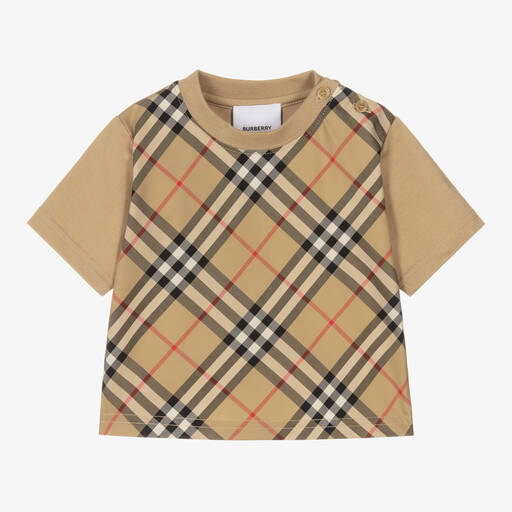 Burberry-Beiges Baumwoll-T-Shirt (Baby J) | Childrensalon
