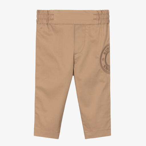 Burberry-Бежевые хлопковые брюки для малышей | Childrensalon