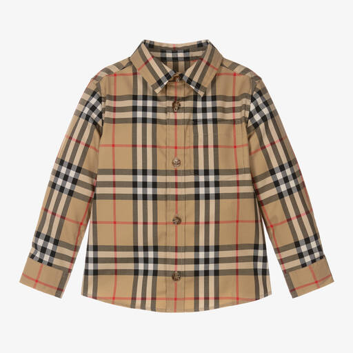 Burberry-Бежевая хлопковая рубашка Vintage Check | Childrensalon
