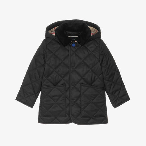 Burberry-Baby Boys Black Quilted Coat | Childrensalon