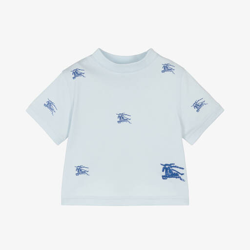 Burberry-Baby Boys Blue EKD Cotton T-Shirt | Childrensalon