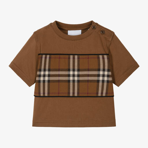 Burberry-Baby Boys Brown Cotton T-Shirt | Childrensalon