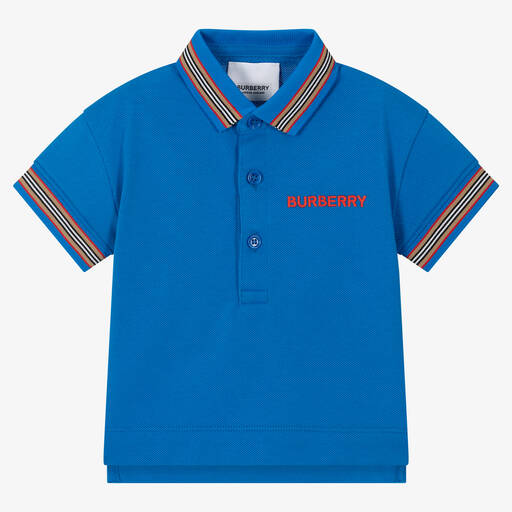 Burberry-Baby Boys Mid-Blue Polo Shirt | Childrensalon
