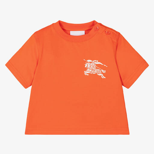 Burberry-Baby Boys Orange Cotton T-Shirt | Childrensalon