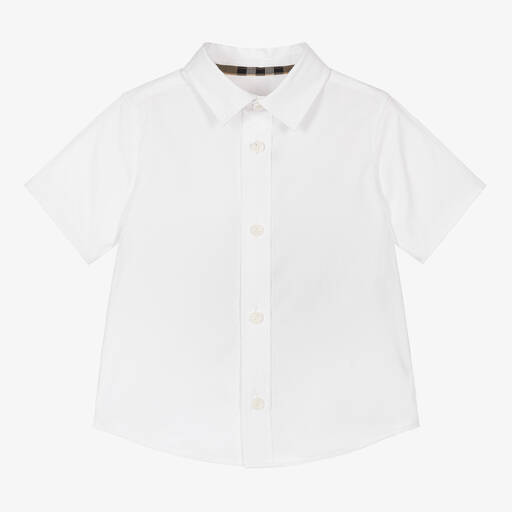 Burberry-Baby Boys White Cotton Shirt | Childrensalon