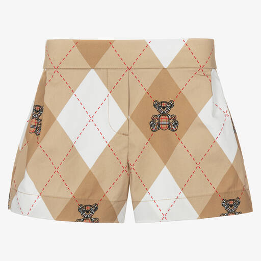 Burberry-Бежевые хлопковые шорты в ромбик | Childrensalon