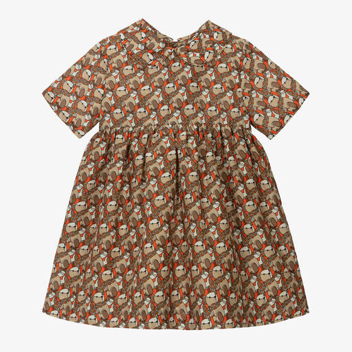 Burberry-Бежевое платье из хлопка и шелка | Childrensalon
