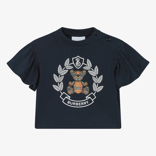 Burberry-Blaues Baumwoll-T-Shirt mit Wappen | Childrensalon