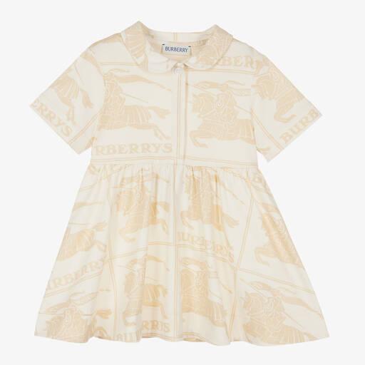 Burberry-Кремовое хлопковое платье EKD для малышек | Childrensalon