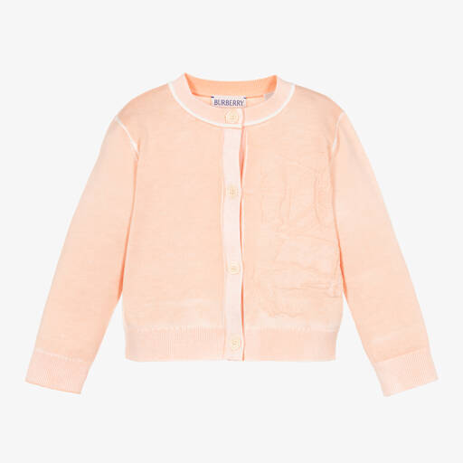 Burberry-Baby Girls Pink Cotton Cardigan | Childrensalon