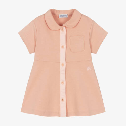 Burberry-Baby Girls Pink Cotton Jersey Dress | Childrensalon