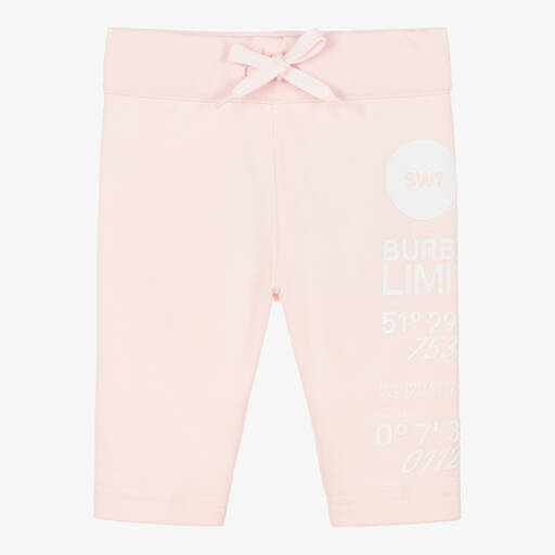 Burberry-Baby Girls Pink Logo Joggers | Childrensalon