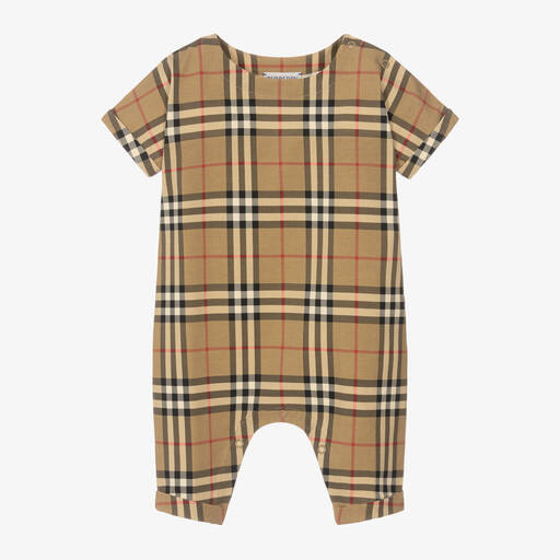 Burberry-Pyjama beige en coton à carreaux | Childrensalon