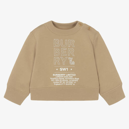 Burberry-Beige Logo Sketch Sweatshirt | Childrensalon