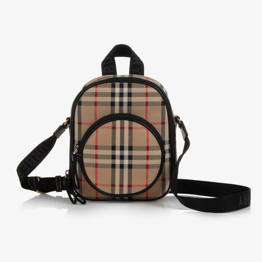 Burberry-Beige Vintage Check Crossbody Bag | Childrensalon