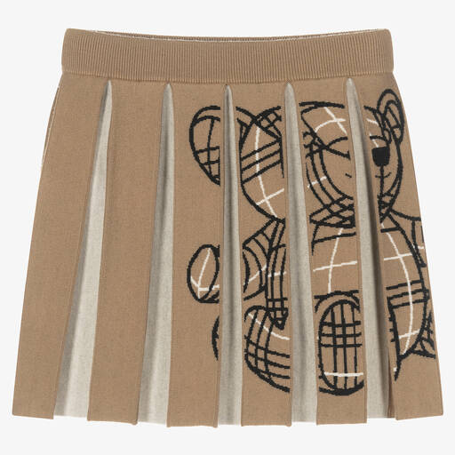 Burberry-Beige Wool Thomas Bear Skirt | Childrensalon