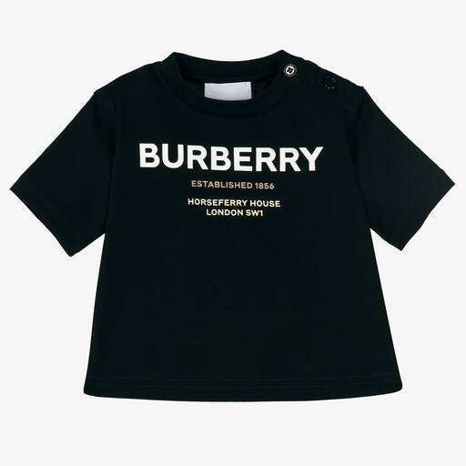 Burberry-تيشيرت قطن عضوي لون أسود للأطفال | Childrensalon