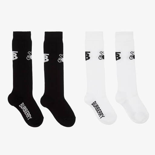 Burberry-Black & White Thomas Bear Socks (2 Pack) | Childrensalon