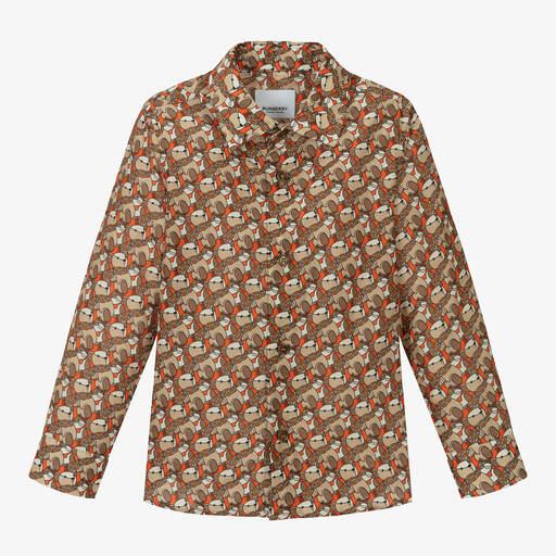 Burberry-Бежевая рубашка из хлопка и шелка | Childrensalon