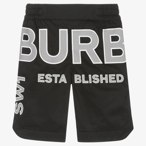 Burberry-Boys Black & Checked Logo Shorts | Childrensalon