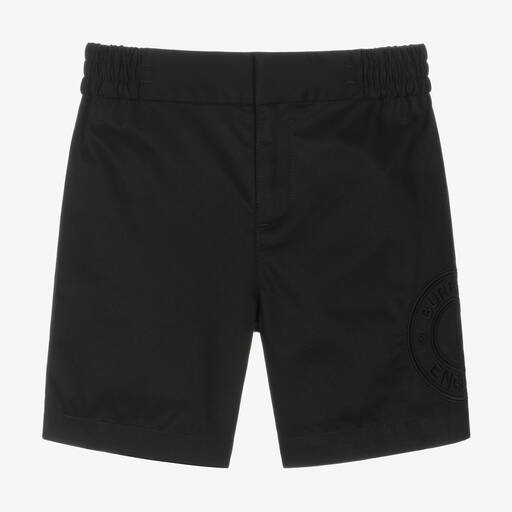 Burberry-Boys Black Logo Shorts | Childrensalon