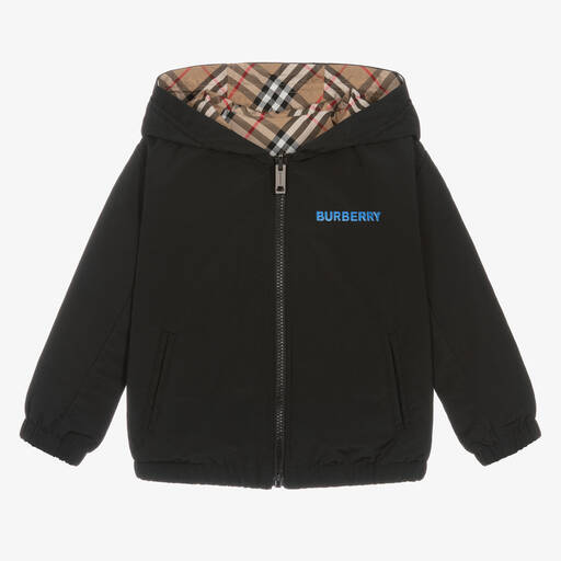 Burberry-Черная двусторонняя куртка Vintage Check для мальчиков | Childrensalon