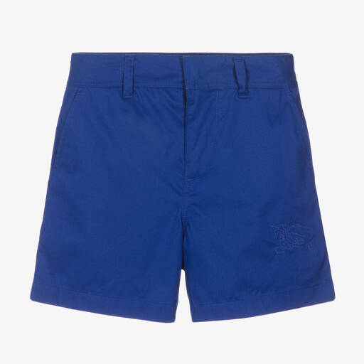 Burberry-Boys Blue Cotton EKD Shorts | Childrensalon