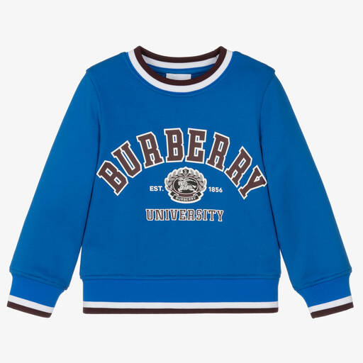 Burberry-Boys Blue Cotton Varsity Sweatshirt | Childrensalon