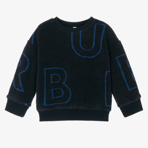 Burberry-Boys Blue Fleece Logo Sweatshirt | Childrensalon