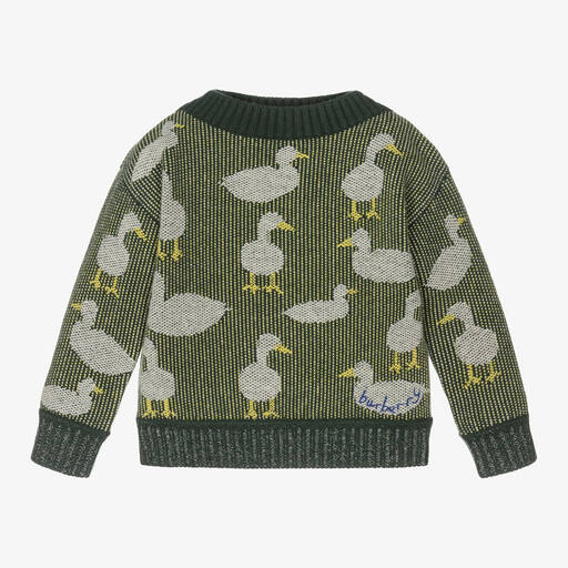 Burberry-Boys Green Wool & Cashmere Sweater | Childrensalon