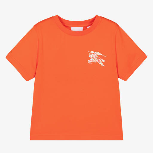 Burberry-Boys Orange EKD Cotton T-Shirt | Childrensalon