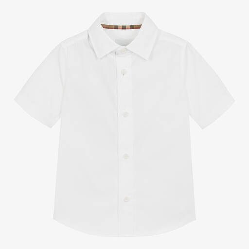 Burberry-Boys White Cotton Logo Shirt | Childrensalon