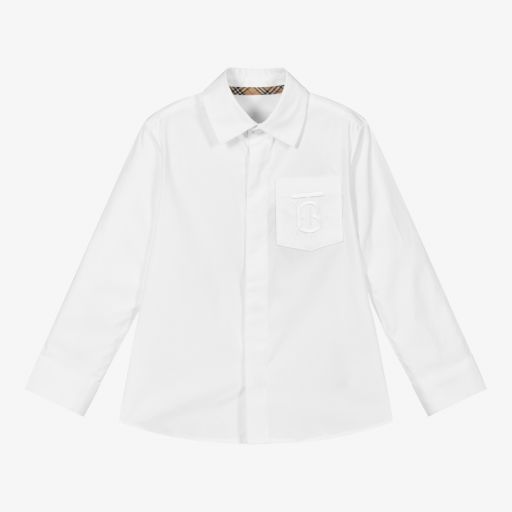 Burberry-Boys White Monogram Shirt | Childrensalon