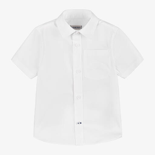 Burberry-Boys White Organic Cotton EKD Shirt | Childrensalon