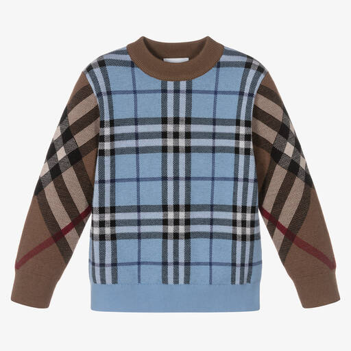 Burberry-Boys Wool Check Sweater | Childrensalon