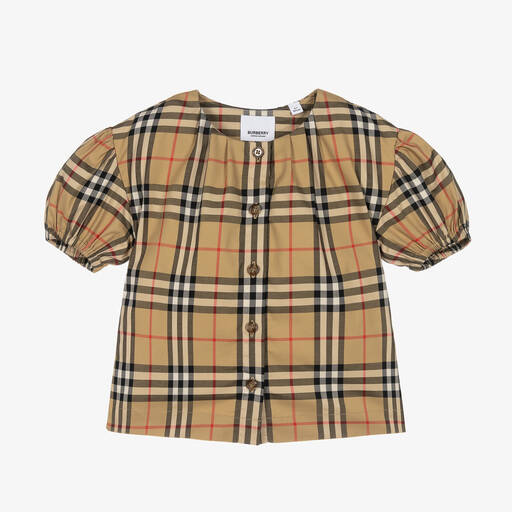 Burberry-Бежевая хлопковая блузка в клетку | Childrensalon