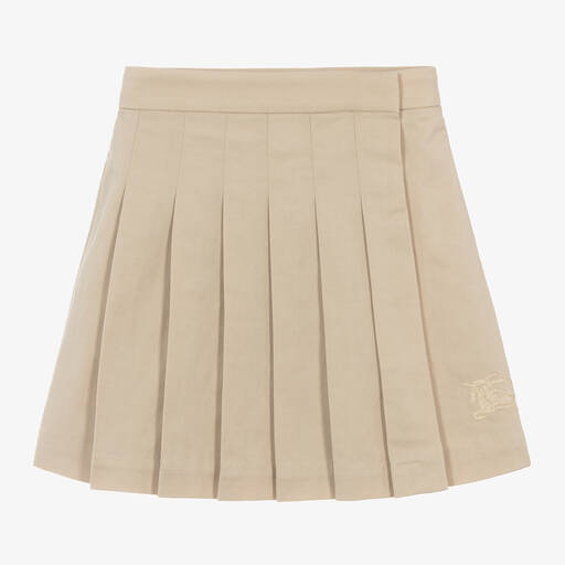 Burberry-Girls Beige Twill EKD Skirt | Childrensalon