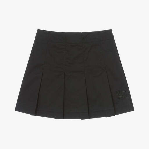 Burberry-Girls Black Cotton EKD Skirt | Childrensalon